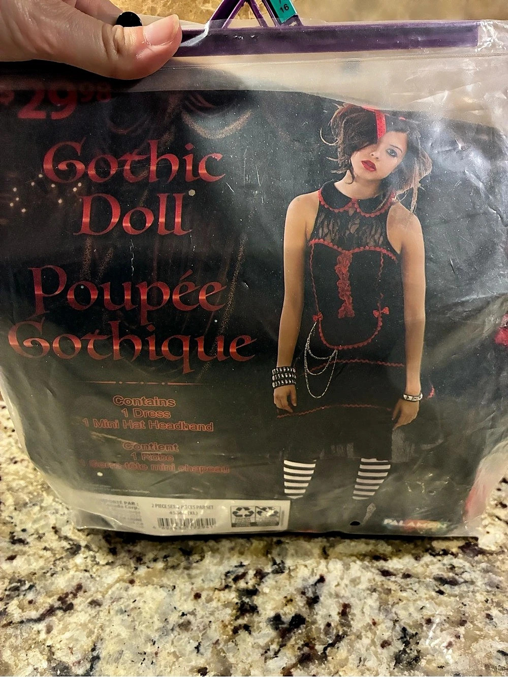 Rubie's Gothic Doll Gothic Costume in Black & Red NWT